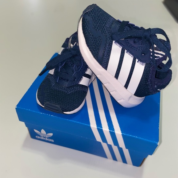 adidas Other - ADIDAS Toddler Boy's Blue Mesh Slip-On Shoes White Stripe Size 4K